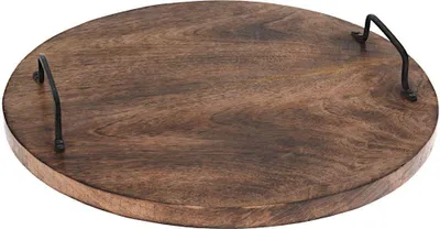 Produktbild von Vilde Schneidebrett Servierbrett Holzbrett aus MANGOHOLZ rund 40 cm mit Griffen