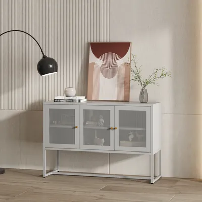 Image de Sideboard 'Sund' avec 3 portes acier 120 x 40 x 80 cm Gris