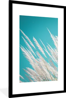 Produktbild von MuchoWow® Gerahmtes Poster Pampasgras - Pflanze 60x90 cm - Poster mit Schwarzem Bilderrahmen Wandposter Rahmen Foto Bilder - Dekoration - Wandposter Wohnzimmer - Hochwertig