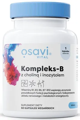WITAMINA B + CHOLINA + INOZYTOL BEZGLUTENOWA 60 KAPSUŁEK - OSAVI