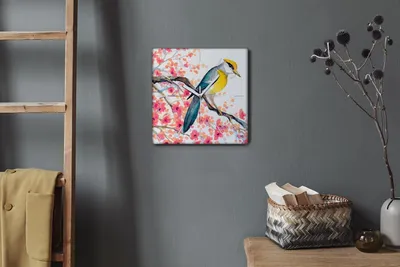 Produktbild von Coloray Hodiny Unikátní 30x30 cm  Tiché hodiny Pro obývací pokoj a kuchyň Nástěnné hodiny Plátno Bílé ručičky hodin - Stromové zvířecí pták