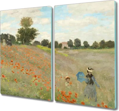 Produktbild von Coloray Schneidebrett Herdabdeckplatte 2x30x52 cm Kochplattenabdeckung Hackbrett Küchenbrett - Mohnblumen Monet