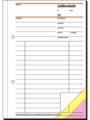 Produktbild von SIGEL SD012 Lieferscheine, mit Empfangsschein, 1., 2.+ 3. Bl. bedr., A5, selbstdurchschreibend, 3 x 40 Blatt