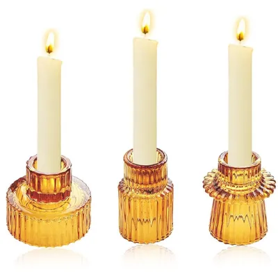 Obrázek produktu pro Sada 3 skleněných svícnů, vintage design pro dekoraci