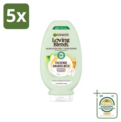 Imagen del producto de 5 unidades de acondicionador nutritivo de leche de almendras Garnier Loving Blends, 250 ml, pack ahorro