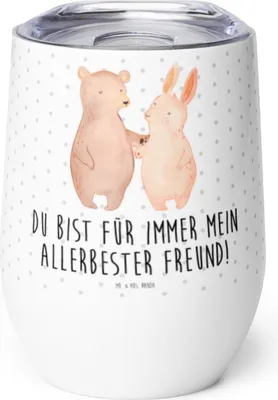 Produktbild von Mr. & Mrs. Panda Thermo Becher Bär und Hase Umarmen - Weiß - Geschenk, Thermobecher, kaffee tasse, thermosbecher, Freunde, für Immer, Edelstahlbecher, Umarmung, glühwein