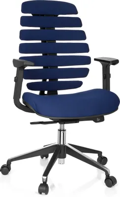 Produktbild von hjh OFFICE Profi Bürostuhl ERGO LINE II Ergonomischer Schreibtischstuhl mit Armlehnen Stoff Blau Drehstuhl für Büro, Zuhause