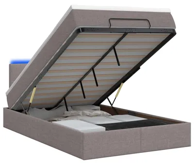 Image de Lit avec rangement et matelas LED, gris foncé, 120 x 190 cm