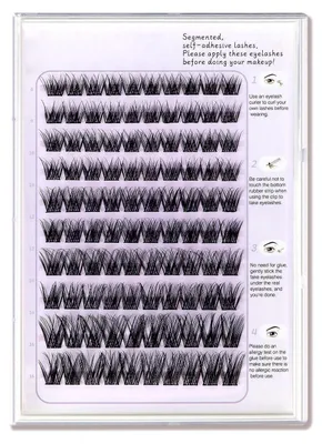 Immagine prodotto di Set di ciuffetti di ciglia autoadesivi, 8-16 mm, curvatura C, riutilizzabili, per applicazione fai-da-te