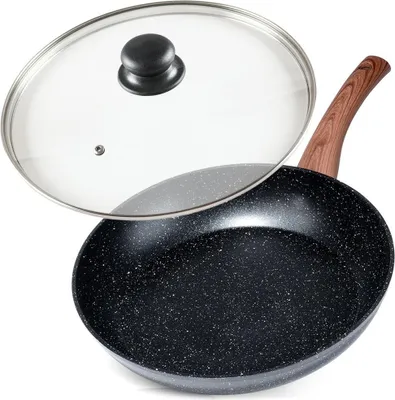 Image de Vilde | Poêle avec couvercle en verre Ø 28 cm - Aluminium - Antiadhésif - BLACK&WOOD