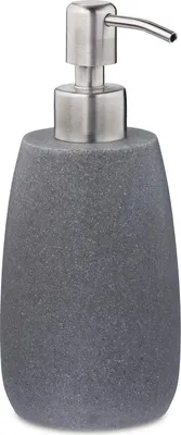 Produktbild von Seifenspender - 300 ml - rund - nachfüllbar - Polyresin - Edelstahl - grau