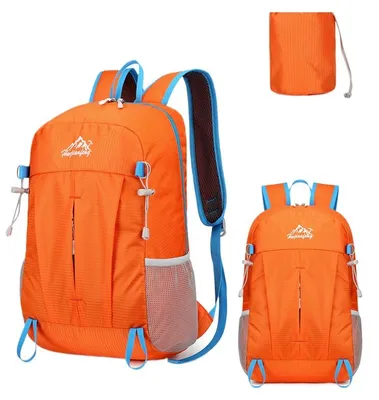 Produktbild von Leichter faltbarer Outdoor-Rucksack unter 20 L – tragbarer Wanderrucksack für Trekking, Sport und Radfahren, zusammenfaltbar und verstaubar,Orange
