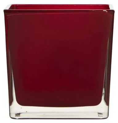 Produktbild von Teelichthalter, Dekoglas WÜRFEL CUBE RED H. 8cm 8x8cm rot Hakbijl