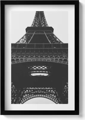 Produktbild von Paris Frankreich Eiffelturm-Panorama– Wandbild mit Rahmen – Gerahmtes Bild  – Wanddekoration – 40x60 cm –  Schwarz