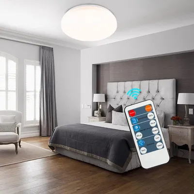 Immagine prodotto di Ikodm Lampada da soffitto a LED da 18 W con sensore di movimento     Bianco neutro Sensore di movimento Telecomando Illuminazione Faretto Lampada da bagno