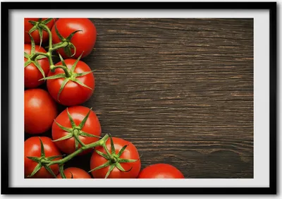 Produktbild von Bild - Bilder - Bilderrahmen - 70 cm x 50 cm - MDF-Rahmen, Wandkunst Tomaten auf Holz