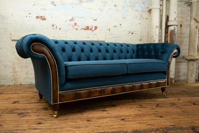 Obrázok produktu pre Blaue Chesterfield Stoffsofa Couch Couchen Sofa Sitz Sofas Polster Textil