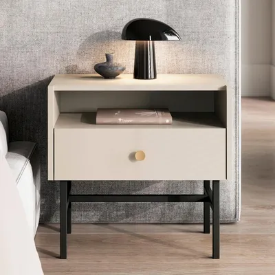 Produktbild von BEAUTYSOFA | Nachttisch DALIA 55x52 cm, Nachtkommode mit Schublade und offenem Fach, Nachtschrank, Schlafzimmerschränke, Kaschmir, Modern Stil