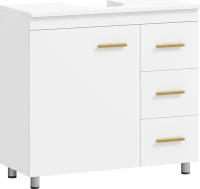 Produktbild von Badezimmer-Unterschrank, weißes MDF, Soft-Close-Scharniere