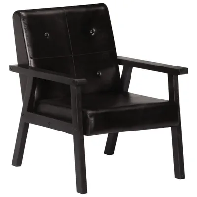 Image de vidaXL Fauteuil noir cuir véritable