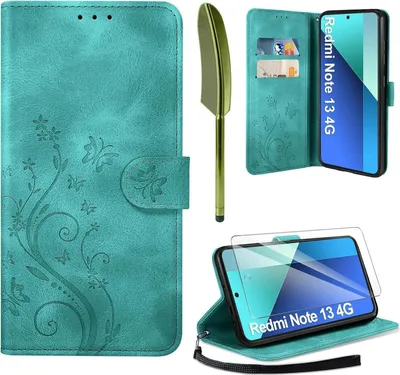 Produktbild von AROYI Xiaomi Redmi Note 13 4G Lederhülle Wallet Case Blau