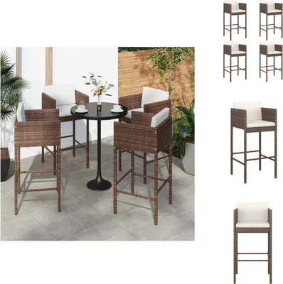 Produktbild von vidaXL Barhocker 4 Stk. mit Kissen Braun Poly Rattan - Gartenstühle