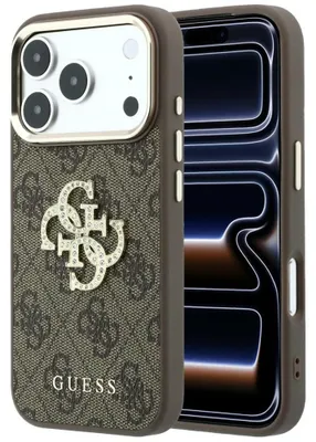 Obrázek produktu pro Pouzdro na telefon pro iPhone 18 Pro / 17 Pro, značka Guess, model 4G Big Strass Logo 4G Classic Logo, barva hnědá