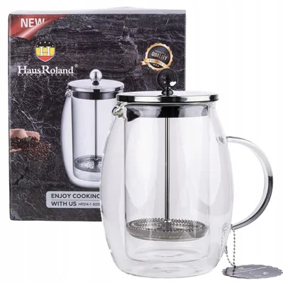 Zdjęcie produktu dla Zaparzacz Do Herbaty Kawy Dzbanek 600Ml French Press Podwójne Szkło