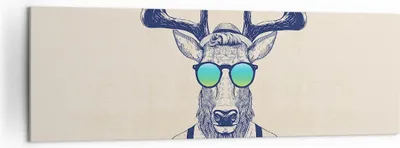 Produktbild von Bild auf Leinwand - Leinwandbild - Hirsch Abstraktion - 160x50cm - Wand Bild - Wanddeko - Leinwanddruck - Bilder - Kunstdruck - Wanddekoration - Leinwand bilder - Wandkunst - AB160x50-3808