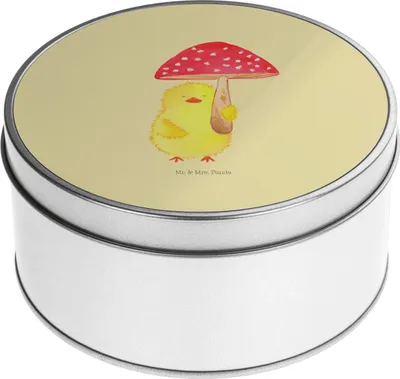 Produktbild von Mr. & Mrs. Panda Kaffeedose Küken Fliegenpilz - Gelb Pastell - Geschenk, Ostergrüße, keksdosen, Aufbewahrungsdose, Glückspilz, Dose, Frohe Ostern, Aufbewahrungsdosen