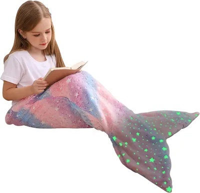 Obrázok produktu pre Detská prikrývka s motívom morských pann, 43 x 100 cm, svieti v tme, určená pre deti