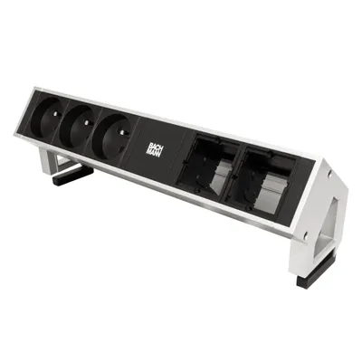 Obrázek produktu pro BACHMANN Systém DESK 2, 3x zásuvka CZ, 2x volné, stříbrný (902.405) (19.07.0129)