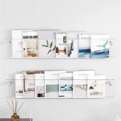 Productafbeelding van Wandmontage Acryl Tijdschriftenhouder - 2-Laags