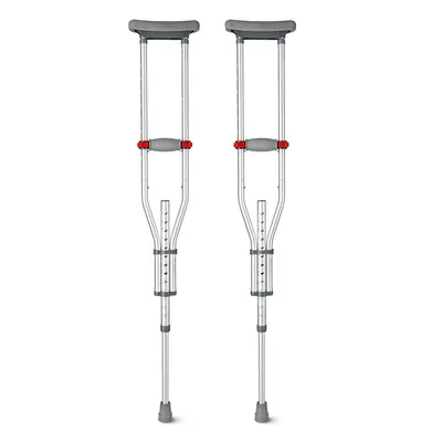 Produktbild von 4FIZJO Achselstützen, höhenverstellbar 140–200 cm, Aluminium, Paar, rutschfeste Gummikappen, Silber