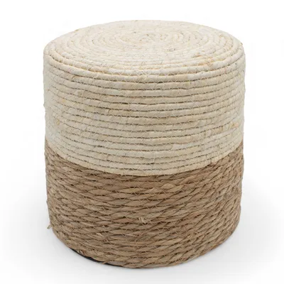 Obrázek produktu pro Sedací taburet Seegras přírodní dvoubarevný – 30 cm – přírodní vlákno Boho sedací taburet