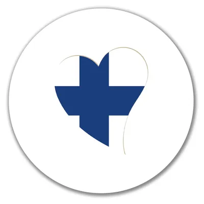 Produktbild von Huuraa Aufkleber Finnland Flagge Herz 10cm rund Sticker Geschenkidee