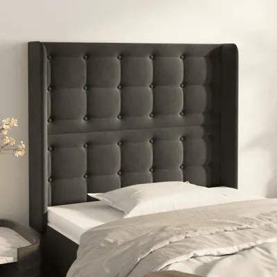 Produktbild von vidaXL Kopfteil mit Ohren Dunkelgrau 83x16x118/128 cm Samt - Kopfteil - Kopfteile - Bett-Kopfteil - Bettkopfteil
