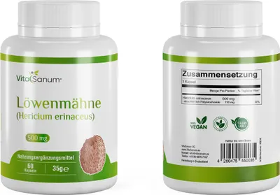 Produktbild von VitaSanum® - Löwenmähne Hericium erinaceus (Igelstachelbart) 500 mg 60 Kapseln