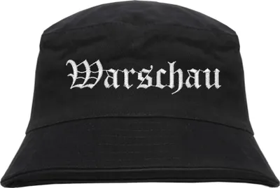 Produktbild von Warschau Fischerhut - Altdeutsch - bestickt - Bucket Hat Anglerhut Hut Schwarz L/XL