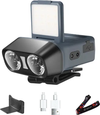 Obrázek produktu pro Senzorová čelovka LED, IPX4, plynulé stmívání, 5 režimů, plné světlo, červené rozptýlené světlo, červený záblesk, rozptýlené světlo, koncentrované světlo - modrá barva