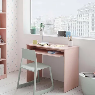 Immagine prodotto di Dmora Scrivania Ajeje 90x54x79h cm Rosa, un Ripiano Materiale Piano in Legno Nobilitato