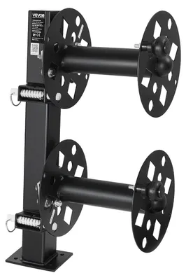 Productafbeelding van VEVOR dubbele lasdraadhaspel, slanghaspel met 2 spoelen voor 38,1 meter 70mm² / 45,7 meter 50mm² lasdraad, handmatige dubbele stalen lasdraadhaspel met veiligheidsstift voor industriële werkplaatsen