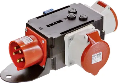 Produktbild von as - Schwabe MIXO Adapter/Stromverteiler MOSEL – CEE-Stecker auf 2 CEE-Steckdosen (32 A / 16 A) und 1 Schutzkontakt Steckdose – Robuster Baustellen Starkstrom-Verteiler – IP44 – EU