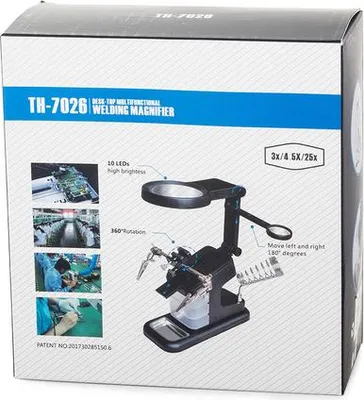 Zdjęcie produktu dla Verk 09121 Uchwyt z lupą – trzecia ręka z oświetleniem LED, czarny