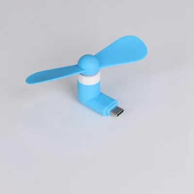 Produktbild von Mini-USB-Ventilator mit USB-C-Anschluss, 2 Rotorblättern und flexiblem Design für unterwegs - Blau