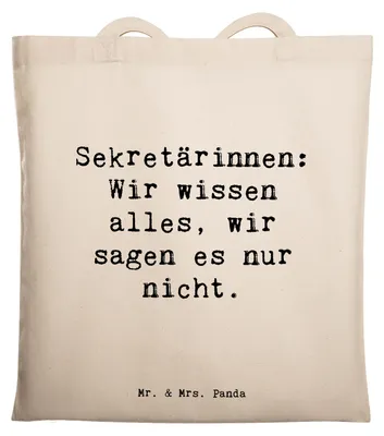 Produktbild von Mr. & Mrs. Panda Tragetasche Spruch Sekretärin Geheimnisträgerin - Transparent - Geschenk, Berufsalltag, Jutebeutel, Termine, Tote Bag, Berufspassion, Berufsliebe, Beruf