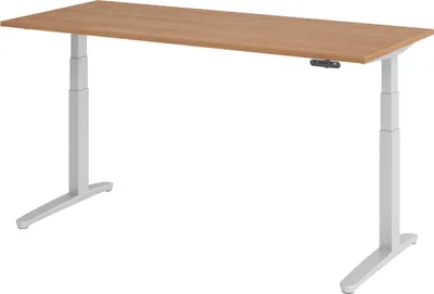 Produktbild von bümö Schreibtisch elektrisch XBHM - Gestell: Silber, Nachbildung: Nussbaum, Größe:  180 x 80 cm