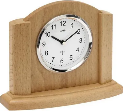 Produktbild von AMS 5122/18 Tischuhr Funk Funktischuhr analog modern Holz Buche