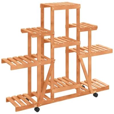 Zdjęcie produktu dla vidaXL Stojak na kwiaty na kółkach 110x25x101 cm z litego drewna jodłowego