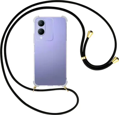 Produktbild von Handykette Backcover-Schutzhülle mit Band (Metall goldfarben) für vivo Y17s (6.56'') - schwarz